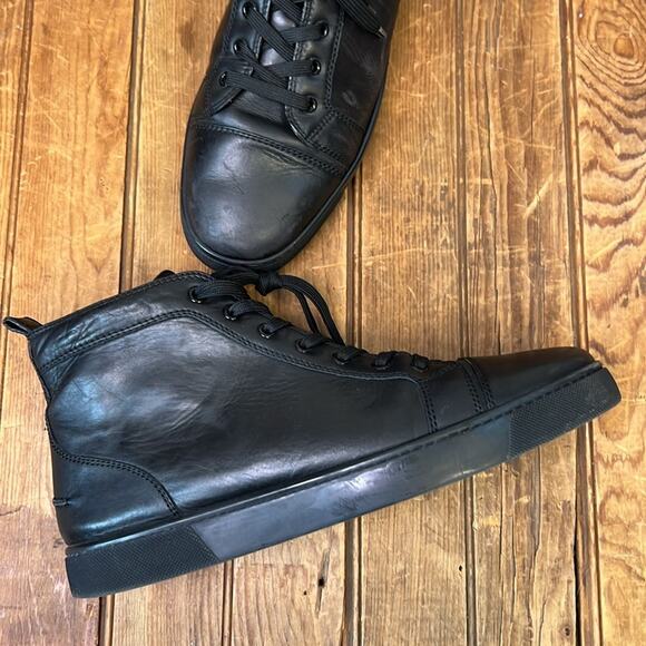 Christian Louboutin mens Louis high top black sneakers size 43 1/2 - Picture 13 of 16